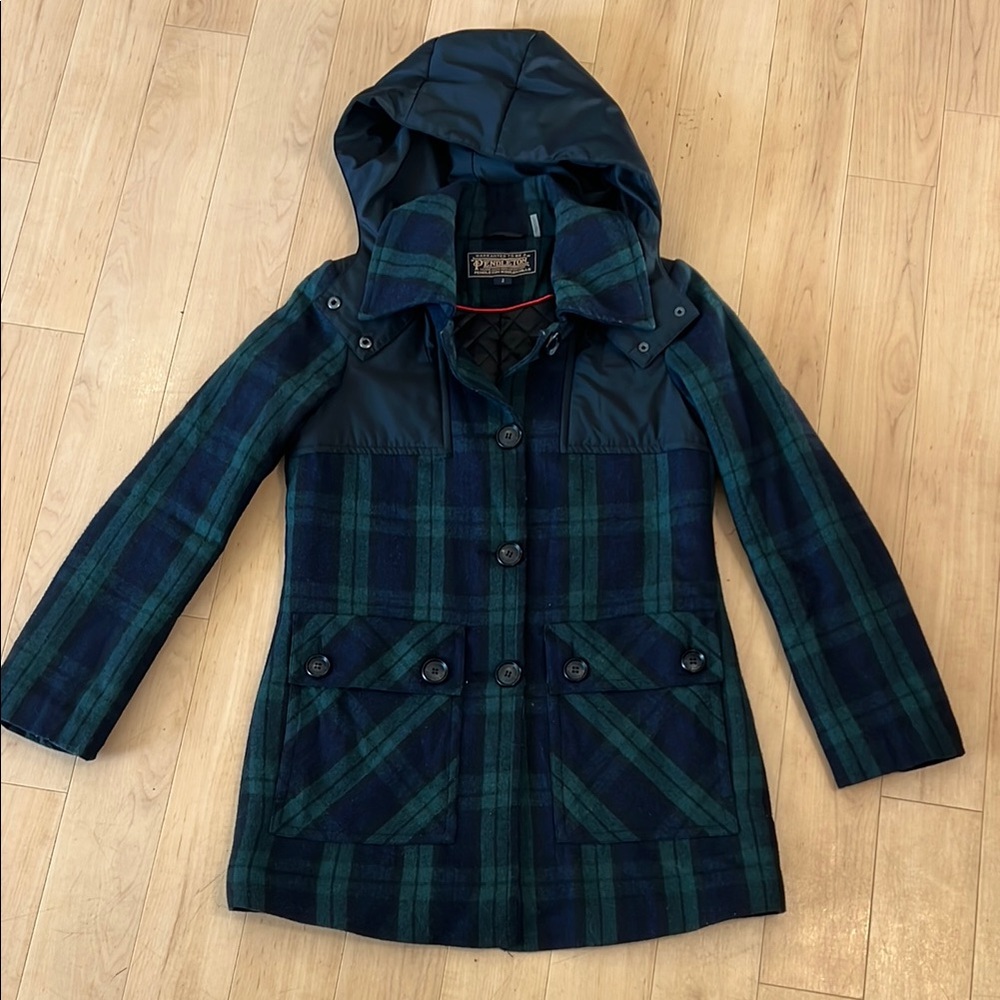 Pendleton Blue and Green Plaid Trench Coat size 2